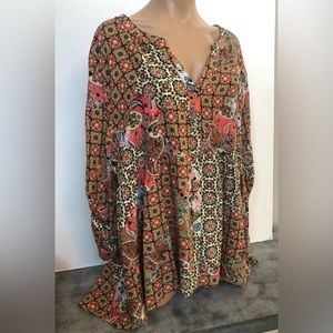 Jones And Company, Floral & Paisley Tunic Shirt Top Sz 3X